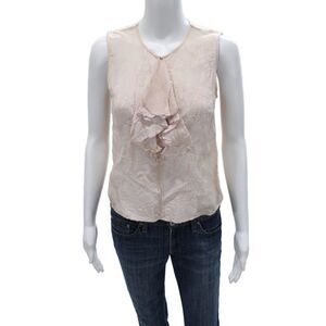 Dries Van Noten Women Basic Blouse Pink V-Neck Sleeveless Poly Blend Size 38